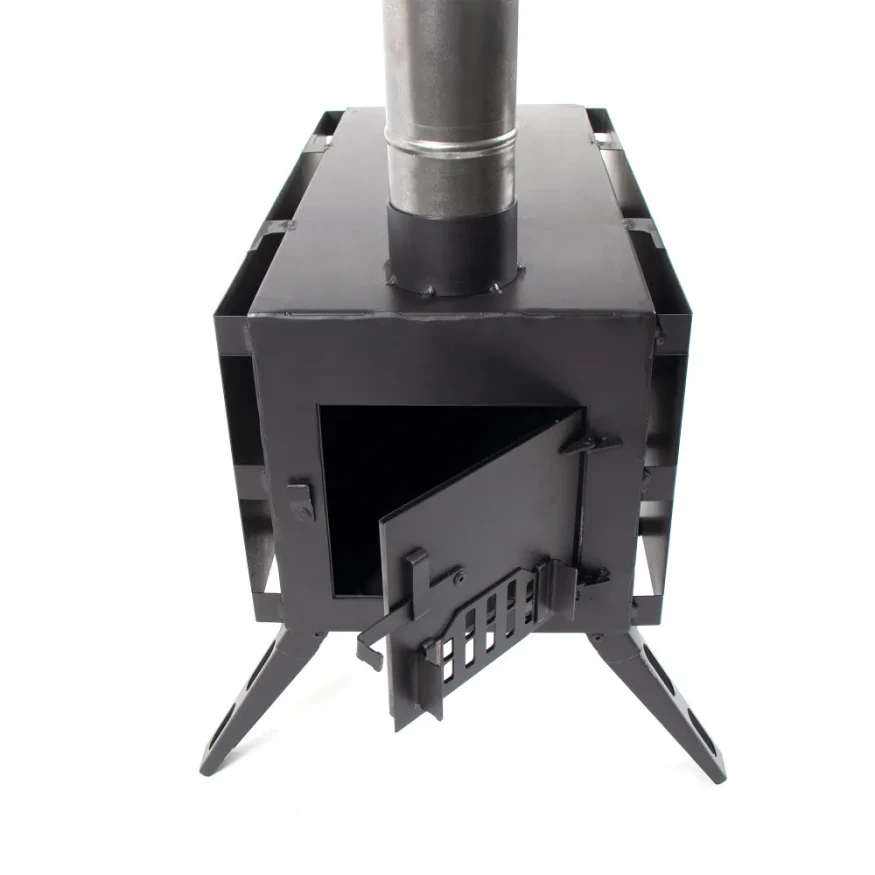 Печь дровяная Light большая, сталь 1 мм (с экранами и угловыми трубами), СЛЕДОПЫТ