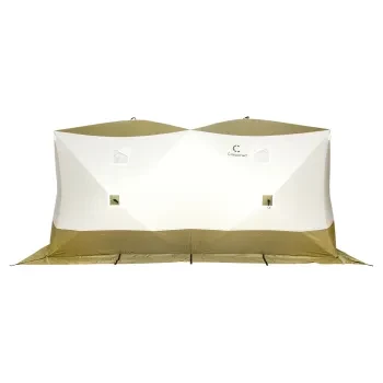 Палатка зимняя КУБ Premium Дубль 4,2х2,1м, трехслойная, цвет оливковый/белый, Следопыт