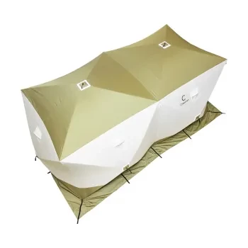 Палатка зимняя КУБ Premium Дубль 4,2х2,1м, трехслойная, цвет оливковый/белый, Следопыт